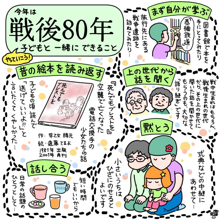 イラスト：戦後80年子ども一緒にできること