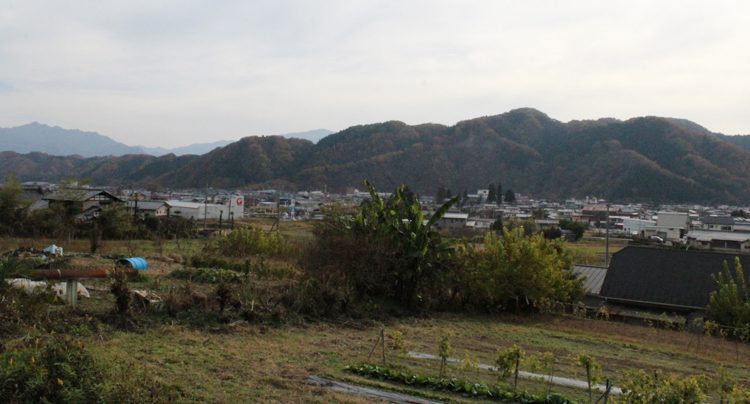 写真　山々に囲まれた小鹿野町の市街地。待機児童は少なくともここ10数年はいないという