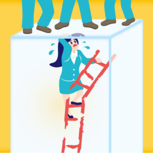 イラスト「ガラスの天井」「ガラスの壁」「壊れたはしご」のイメージ