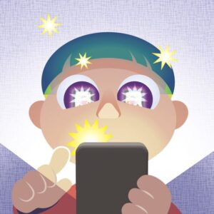 イラスト　スマホを見る子ども